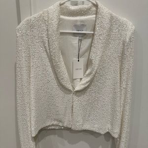 GREYLIN Mini Sequins White Cropped Blazer NWT sz Small